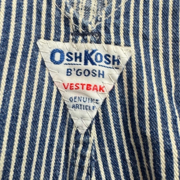 Vintage 80s 90s Oshkosh B Gosh Overalls Size 4 Blue Striped Railroad Vestbak USA - Picture 4 of 6
